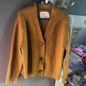 Zara Women's Golden Cardigan Sweater
